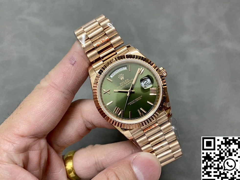 1006 Day v5 M228235-0025 Green Factory Tungsten Rose Rolex Date Functional QF Steel Dial Gold 0716